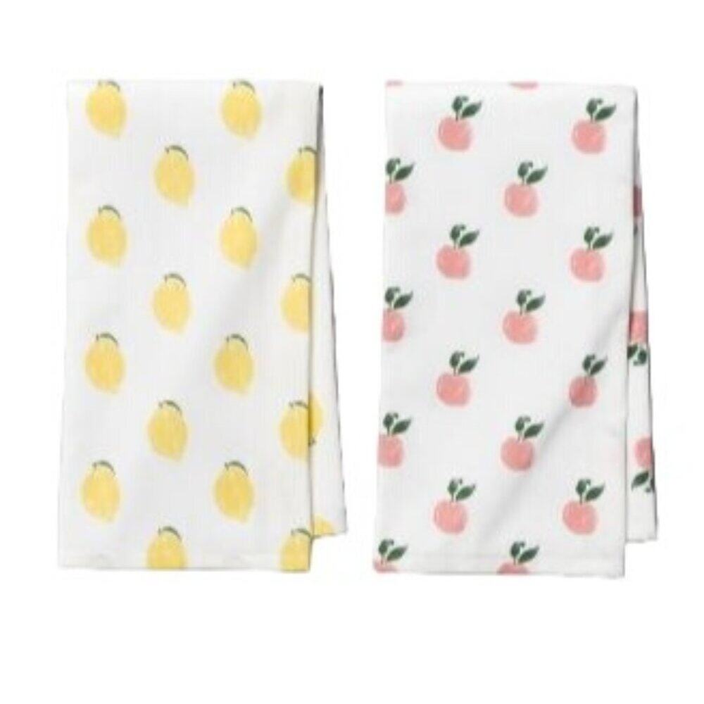 Opalhouse 2pk Multi Fruits Kitchen Towel Yellow/Peach Orange Yellow